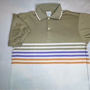 Vintage‎ Brut Cologne Aftershave Polo Shirt Men’s Large Striped